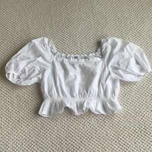 Uniqlo White Puff Sleeve Crop Blouse